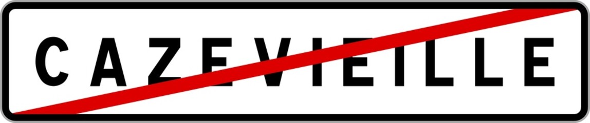 Panneau sortie ville agglomération Cazevieille / Town exit sign Cazevieille