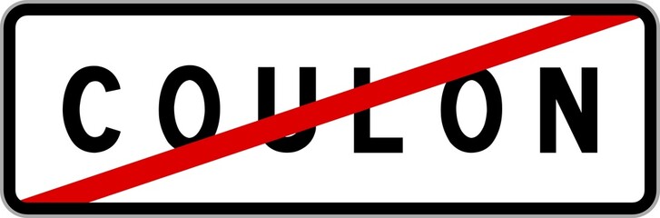 Panneau sortie ville agglomération Coulon / Town exit sign Coulon