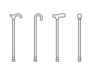 walking sticks and canes set -vector illustration