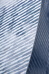 Blue windows in the business center.  Abstract windows in the building.