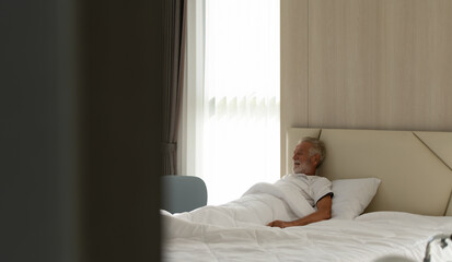 Elderly patients with depressive symptoms waking up in the morning to do light exercise and have breakfast