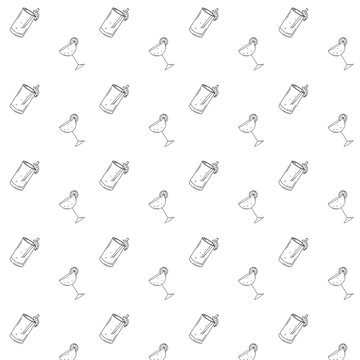 pattern with cocktails on white background