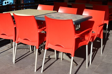 Chair and table in a cafe on the Mediterranean coast