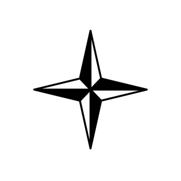 North star compass icon shape symbol. Nautical navigation 