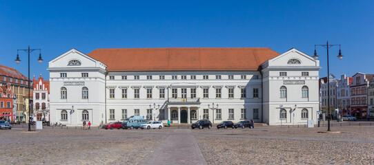 Panorama of the historic town hall of Wismar, Germany