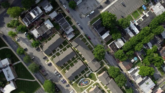 Aerial View Over A Residential Area In Wilmington City In Delaware, USA - Top Down, Drone Shot