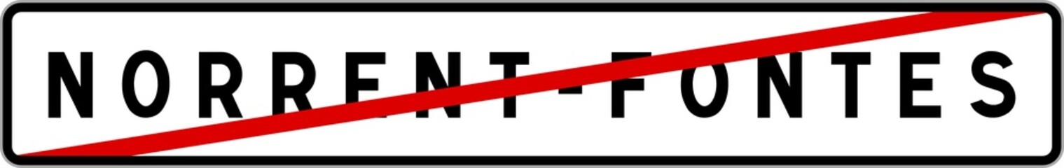 Obraz premium Panneau sortie ville agglomération Norrent-Fontes / Town exit sign Norrent-Fontes