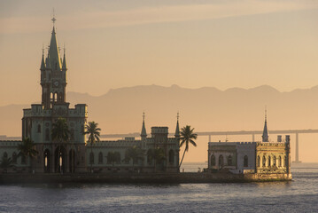 Fiscal Island With Historical Gothic Style Palace Built by Emperor Pedro II, in Rio de Janeiro, Brazil