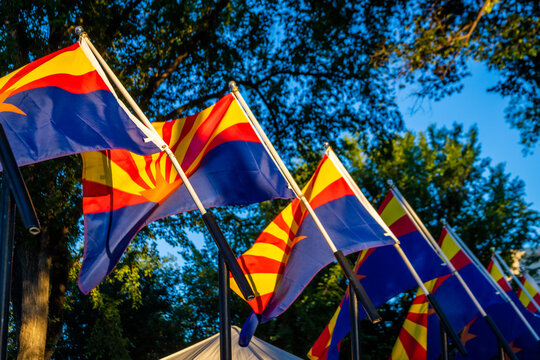 Arizona state flag in downtown Prescott Arizona