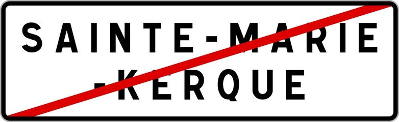 Panneau sortie ville agglomération Sainte-Marie-Kerque / Town exit sign Sainte-Marie-Kerque