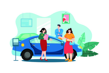 Car Dealership flat illustration concept on white background