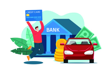 Fototapeta premium Car Dealership flat illustration concept on white background