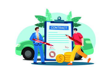 Car Dealership flat illustration concept on white background