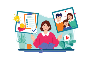 Work-Life Balance Illustration concept. Flat illustration isolated on white background