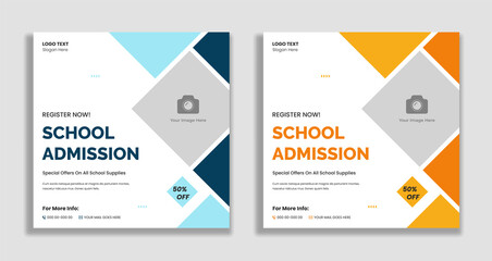 School admission social media and web banner template