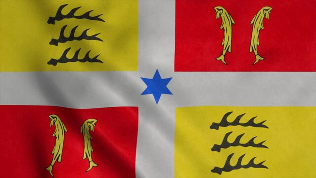 Montbeliard flag, France, waving in the wind, background