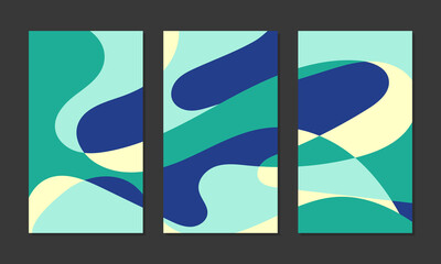 Set of Geometric abstract fluid shape background