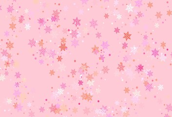 Light Pink, Yellow vector template with ice snowflakes.