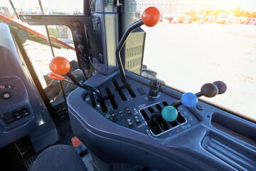 Control panel in the cab of a modern tractor