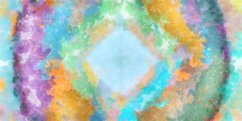 Fototapeta premium Abstract flowing digital fractal patterns in a painterly style - watercolor bright acrylic paint and ink styled symmetrical space and bright abstract concept