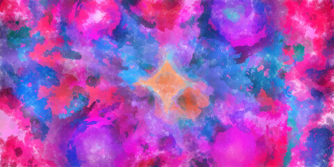 Abstract flowing digital fractal patterns in a painterly style - watercolor bright acrylic paint and ink styled symmetrical space and bright abstract concept