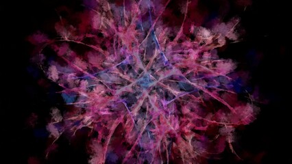 Fototapeta premium Abstract flowing digital fractal patterns in a painterly style - watercolor bright acrylic paint and ink styled symmetrical space and bright abstract concept
