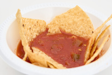 closeup chips and salsa in a bowl 