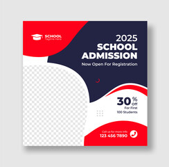 School admission social media and instagram post template, Back to School admission banner, Kids school education admission