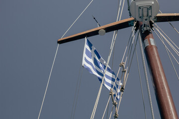 greece flag on a boat
