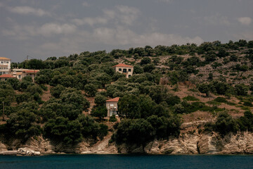 Fototapeta na wymiar view of the old village on island above the sea