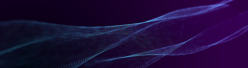 Fototapeta premium Futuristic wave. Network connection structure in cyberspace. 3D rendering.