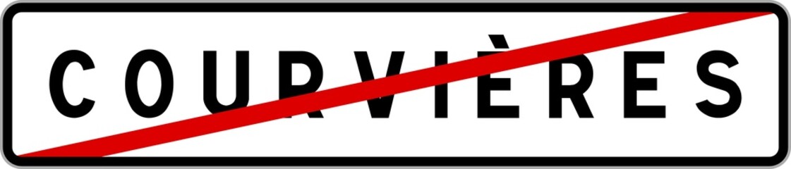 Panneau sortie ville agglomération Courvières / Town exit sign Courvières