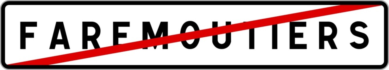 Obraz premium Panneau sortie ville agglomération Faremoutiers / Town exit sign Faremoutiers