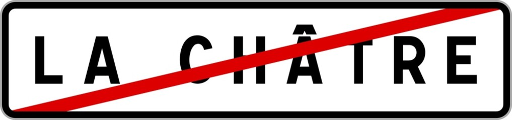 Panneau sortie ville agglomération La Châtre / Town exit sign La Châtre