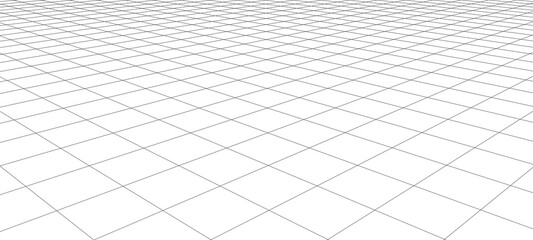 Vector perspective mesh. Detailed lines on a white background. 3d illustration.