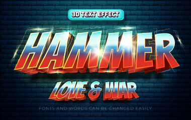 Hammer super hero comic style 3d editable text effect