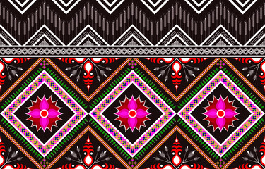 Gemetric ethnic oriental ikat pattern traditional Design for background,carpet,wallpaper,clothing,wrapping,batic,vector,colorfull