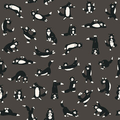 Yoga cats vector seamless pattern