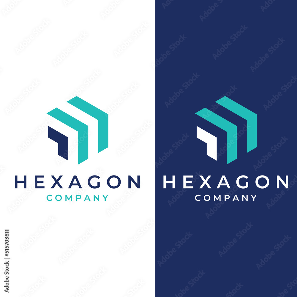 Wall mural logo box hexagon or cube and technology hexagon logo creative simple logo.by using modern template v