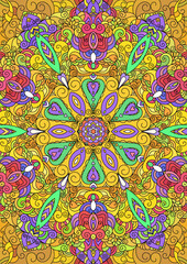 Elegant zentangle inspired illustration with tribal boho chic ornaments. Oriental ornamental background.