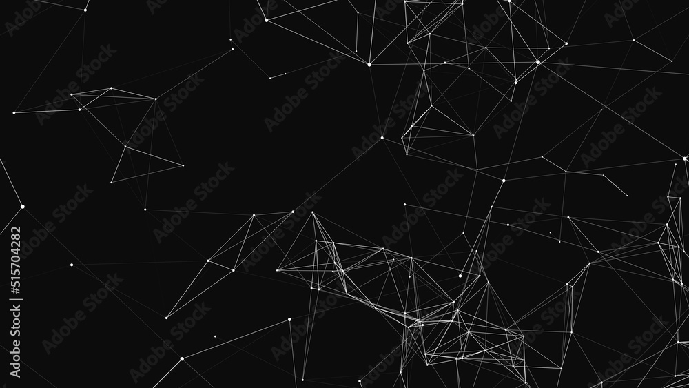 Poster connection to the global network. abstract vector dots and lines on a black background. the concept 