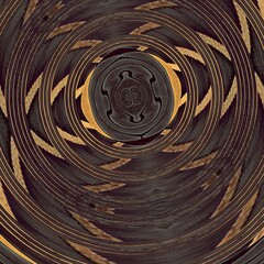 art deco style metallic abstract in gold and bronze on a brown and grey textured background