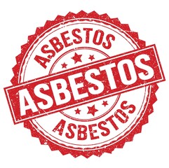 ASBESTOS text on red round stamp sign