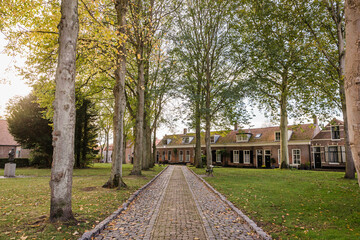 quiet dutch park at sunset