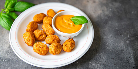 fish balls deep fried seafood cuisine fresh healthy meal food snack diet on the table copy space food background rustic top view