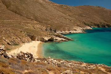 Fototapeta na wymiar Kalo Ampeli beach on Serifos island in Greece