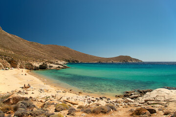 Fototapeta na wymiar Kalo Ampeli beach on Serifos island in Greece