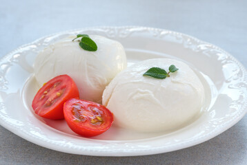 Mozzarella cheese on the plate