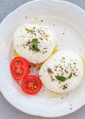 Mozzarella cheese on the plate