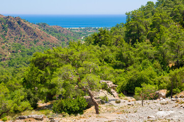 Fototapeta na wymiar View of the Mediterranean Sea from Mount Chimera, Turkey.